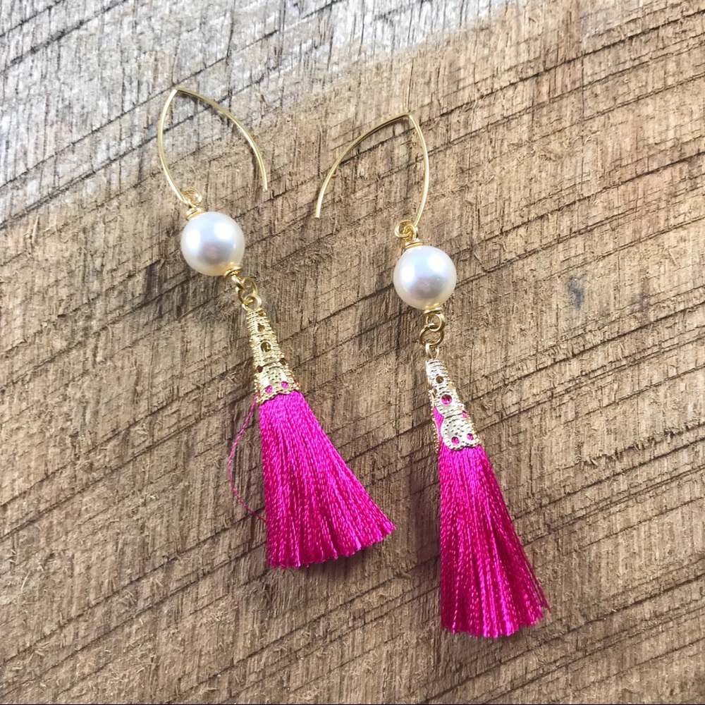 Pink Tassel Earrings